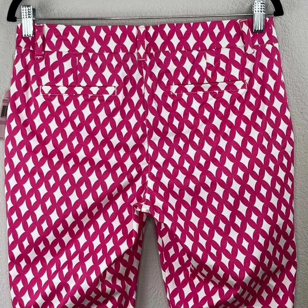 Nautica Fuchsia Hot Pink Geometric Ankle Pants NWT 6 Barbiecore Resort Preppy